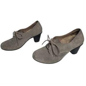 Women's 7 Vionic Oxford Heel Booties Maura Grey Suede GorpCore Cottage Shoes